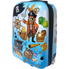 Дитяча валіза Валіза Дорожня валіза Візок Тверді оболонки Ручна поклажа Хлопчики Світлодіодні ковзанярі Колеса Пірати Пірати 819