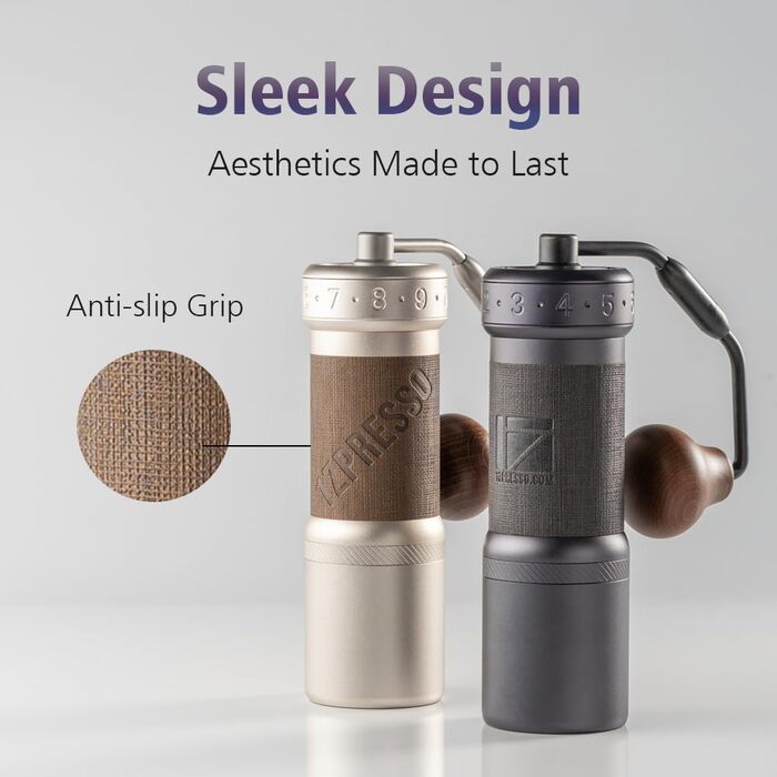 Кавомолка ручна 1Zpresso K-Ultra Eisengrau з конічним жорном з нержавіючої сталі, інтуїтивним налаштуванням та контейнером 40г, у кейсі