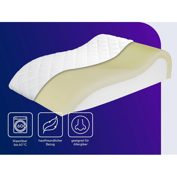 Ортопедична подушка для ніг Traumnacht Medical для запобігання пролежнів, бавовняний двошаровий чохол, сертифікат Öko-Tex, виробництво за німецькими стандартами якості. Чохол: бавовна, білий (з Visco-накладкою)