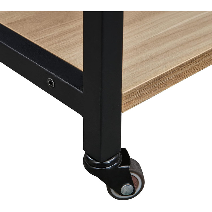 Двоярусний стіл для принтера Padma з універсальними роликами 45 x 35 см, мобільний, з дерева та металу, для офісу, факса, копіювальника, сканера SZCJ-20401-BK (волоський горіх)