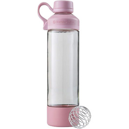 Скляна пляшка для води BlenderBottle Mantra зі скляним отвором для пиття та BlenderBall, підходить як пляшка для йоги, пляшка для води та протеїновий шейкер, без бісфенолу А, масштабована до 530 мл, 600 мл, рожево-рожевий рожевий Рожевий 600