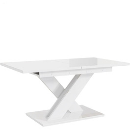 Обідній стіл MebleIni Bronx розсувний, 140-180x80x75 см, білий глянцевий