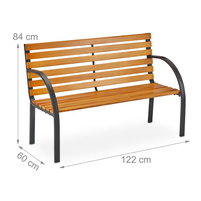 Лавочка для саду Relaxdays з дерев'яною лавкою та сталевим каркасом