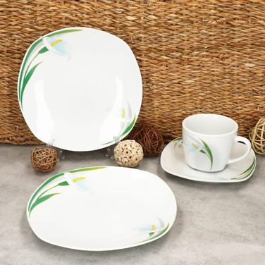 MamboCat Набір кавового сервізу 18 предметів White Calla, 150 мл, для 6 осіб, з квітковим декором