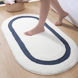 Килимок для ванної кімнати DEXI, 44 x 76 см, синій, неслизький, машинне прання, вбираючий, овальний