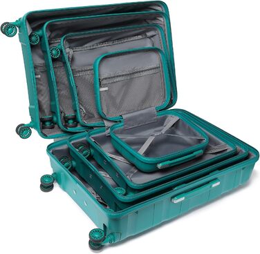 Валіза-тележка KONO: містка, легка, з TSA замком та 4 колесами (біла, блакитна, 4 шт.)