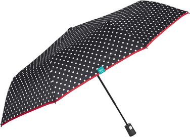 Різнобарвна парасолька автоматична для жінок з крапками - кишенькова парасолька Pocket Umbrella Compact Mini Light Windproof - Rain Umbrella Small Travel - діаметр 96 см (Black Dotted)