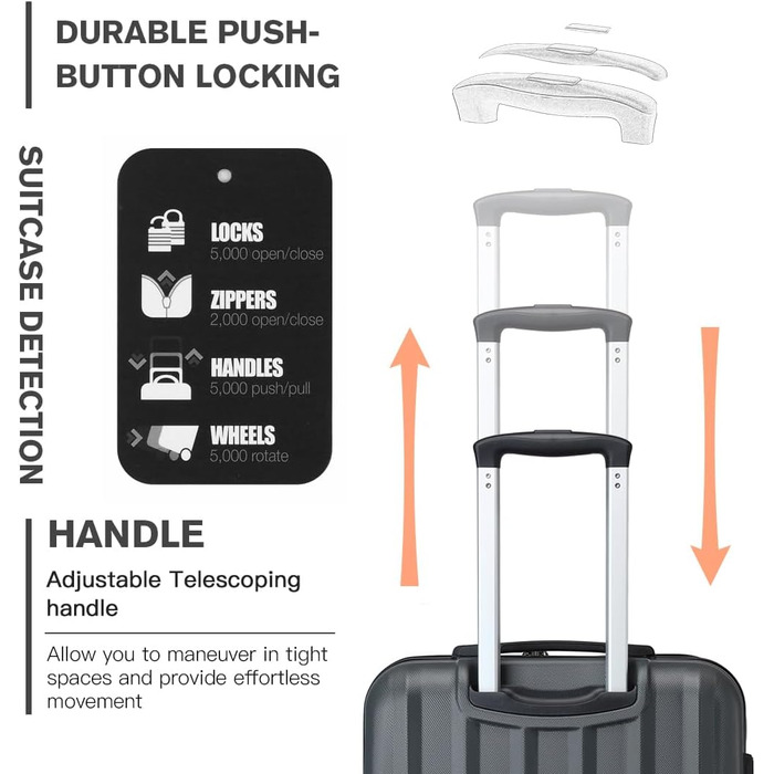Чемодан-валіза на колесах з ABS-пластику, сірий, L - міцний та легкий, з кодовим замком