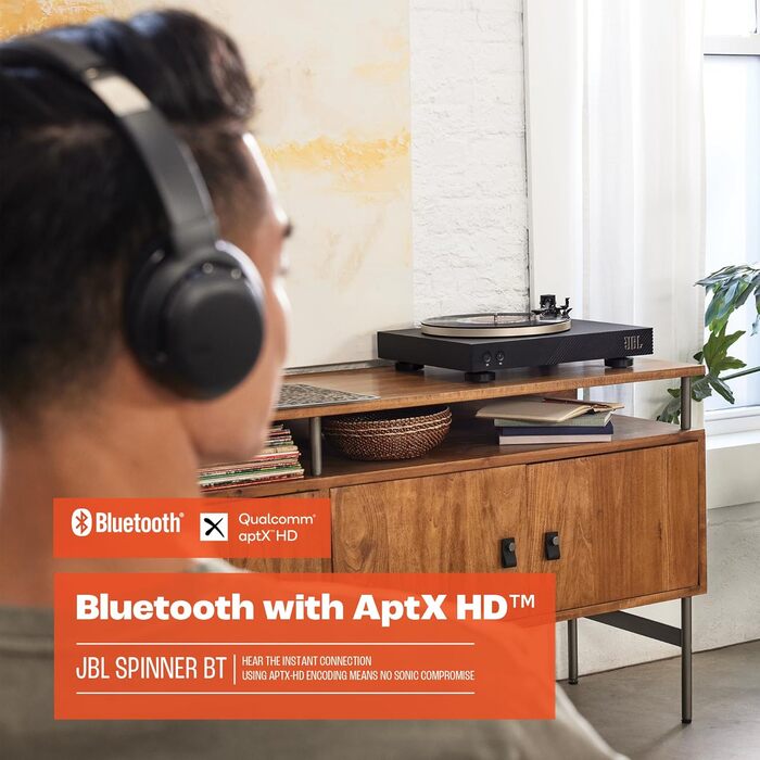 Програвач вінілу JBL Spinner BT з Bluetooth та aptX HD, чорний/золотий – високоякісний вініловий програвач