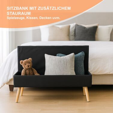 Лавка Relaxdays з льняною оббивкою та місцем для зберігання