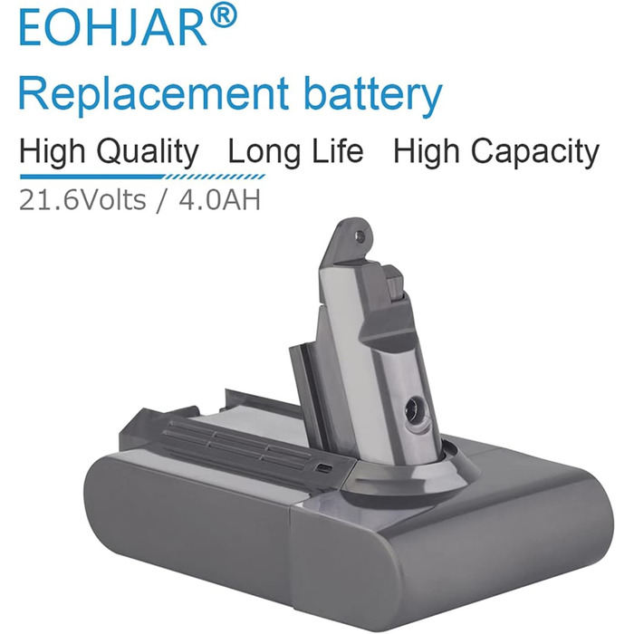 Змінна батарея EOHJAR 21,6 В 4000 мАг для Dyson V6/DC62/DC59/DC61/DC58/DC72/DC74 з 2 попередніми фільтрами