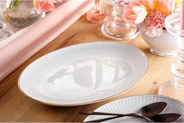 CreaTable Серія Valencia Pastell: 18-частинний кавовий сервіз на 6 осіб з порцеляни, Made in Europe (кремовий, блакитний, зелений)