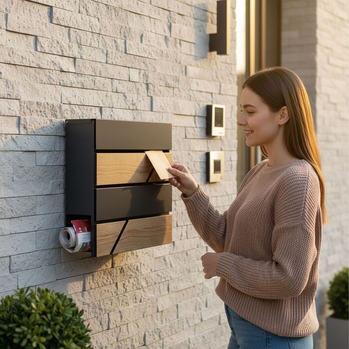 Скринниця Relaxdays з імітацією дерева та відсіком для газет