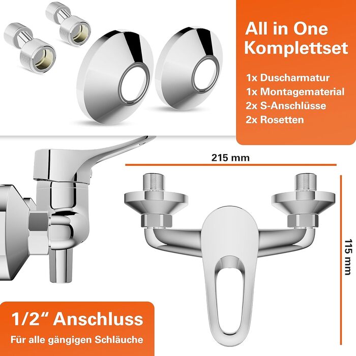 Змішувач для ванної кімнати EISL Verona з витяжною штангою та комплектом зливу, однорідний змішувач для раковини, хром