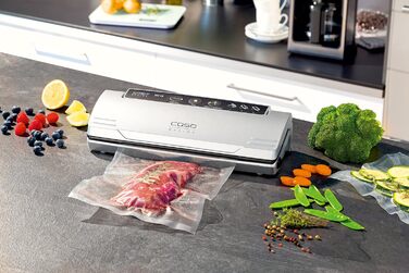 Вакууматор CASO VC10 для продуктів харчування, пристрій для вакуумування з 10 пакетами, ширина шва 30 см