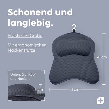 Подушка для ванни Vesta+ Нічна блакить L з присосками, переможець тестів, подушка для шиї та голови у ванну