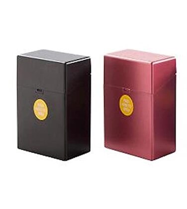 Сигаретна коробка XXL на 30 сигарет корпус пластик металевих кольорів з кнопкою дуже міцний дизайн (2 коробки чорного і червоного металік по 30 сигарет кожна)
