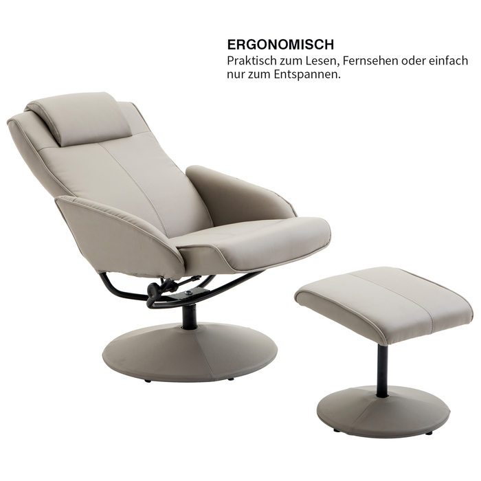 Крісло для телевізора HOMCOM Recliner 360° поворотне з підставкою для ніг сірого кольору, L78 × W71 × H101 см, зручне крісло для вітальні