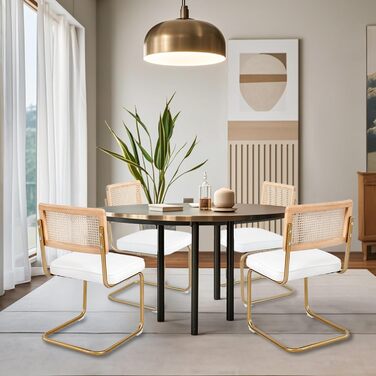 Набір з 2-х обідніх крісел CangLong, м'який крісло-відпочивальник для кухні, їдальні та вітальні, гостьові крісла з масивними дерев'яними ніжками (білий велюр)