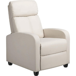 Крісло-релакс Yaheetech з регулюванням спинки, штучна шкіра, бежеве для вітальні, спальні, домашнього кінотеатру