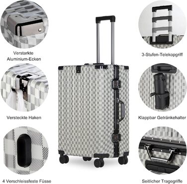 Набір валіз HOMELUX 3 шт. (M-L-XL) з ABS-пластику, срібний, з візерунком, з жорсткою обшивкою, на коліщатках