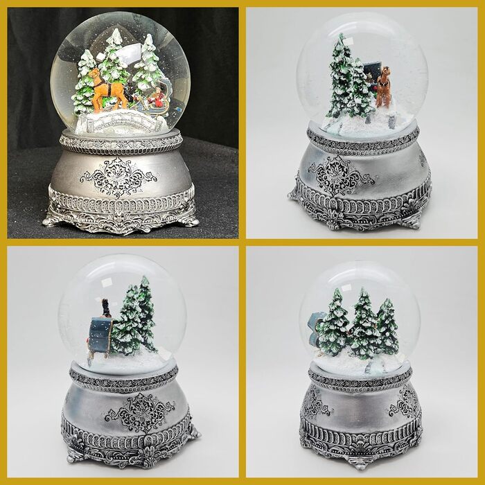 Прогулянка в кареті Nostalgia Snow Globe * Срібна основа * Музична шкатулка * 10см - 20294