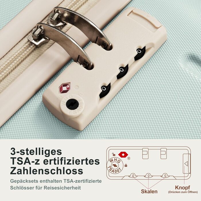 Набір валіз Merax 3 шт. з жорстким корпусом, 20/24/28 дюймів (світло-зелений та хакі), 5-ти елементний