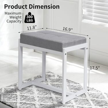 Пуф-стілець для туалетного столика, білий та золотий, з штучної шкіри, для макіяжу, сучасний, для спальні/вітальні