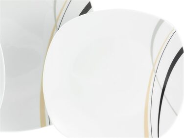 CreaTable Серія Square City Line: 18-частинний набір посуду на 6 осіб, кавовий сервіз з порцеляни, придатний для миття в посудомийній машині та використання в мікрохвильовій печі, преміум-якість