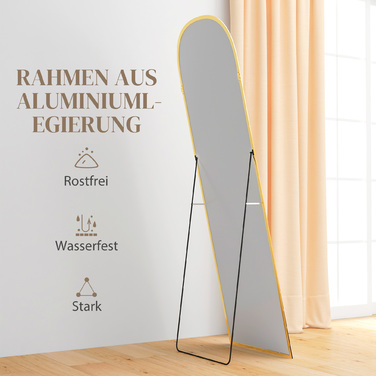 Дзеркало у повний зріст, настінне, велике, сучасний дизайн, 50 см x 1,5 см x 161,5 см, золотий