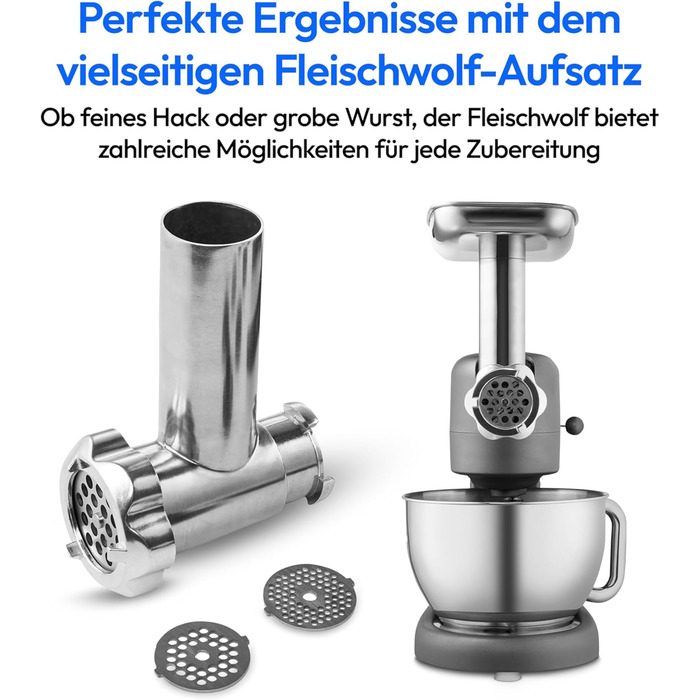 Кухонна машина MEDION MD 12600 Titan: м'ясорубка, 4.6 л чаша з нержавіючої сталі, 800 Вт, тихий двигун, сенсорне дисплею