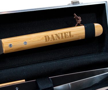 Набір для гриля BBQ з іменем - персональна гравіювання - 3 частини - з валізою для зберігання