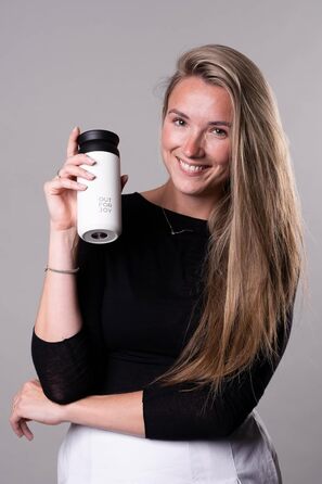 Термокружка з нержавіючої сталі 350 мл | Термокружка для кави та чаю на винос | З подвійними стінками, ізольована, не протікає | Подорожна термокружка | Зберігає тепло до 4 годин / холод до 8 годин (Білий Шовк)