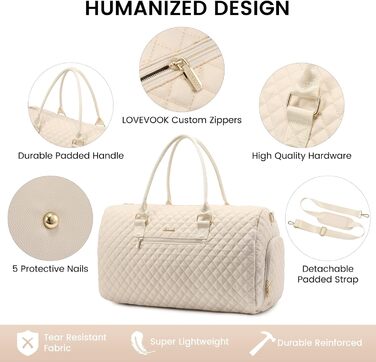 Спортивна сумка OVEVOOK для подорожей, жіноча, Weekender, для вихідних, дорожня сумка, сумка для дитини з косметичкою, відділення для взуття та мокрого одягу, водонепроникна, ручна поклажа для авіаперельотів, чорна (L, Beige 3er Set)