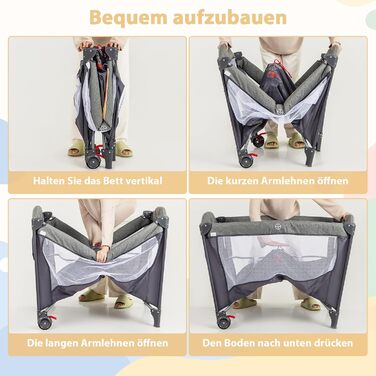 Детское путешествие: дорожное детское ложе DREAMADE 5-в-1 с матрасом, колесами, пеленальной доской и музыкальной шкатулкой, 110x76 см, с сумкой для переноски, для новорожденных и малышей (Зеленый)