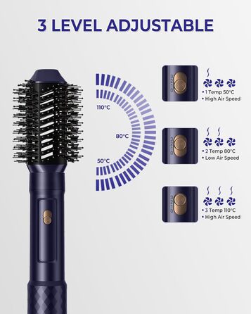 В 1 Ion Hairstyler, Фен, Щітка з теплим повітрям, Плойка, Щітка для випрямлення, синьо-фіолетовий, 6