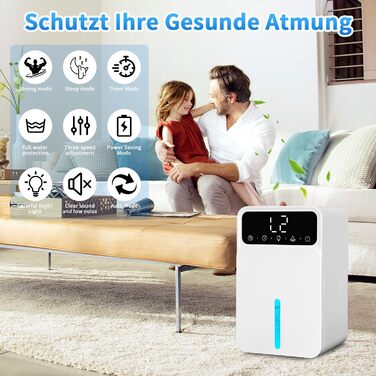 Електричний осушувач повітря 1500 мл - тихий осушувач для дому, для ванної, кухні, вітальні. Таймер 8/12/24 год.