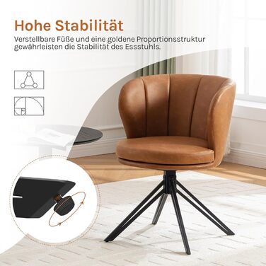 Крісла для обідньої зони WOLTU (2 шт), 360° обертання, з підлокітниками, для кухні/вітальні, ергономічні, до 150 кг, штучна шкіра (колір: коричневий)