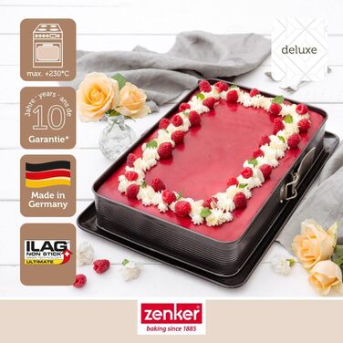 Форма для випічки Zenker прямокутна з кришкою DELUXE, коробка для транспортування тортів з емальованим дном, дека для випічки з кришкою (Чорний/Прозорий/Червоний), 1 шт.