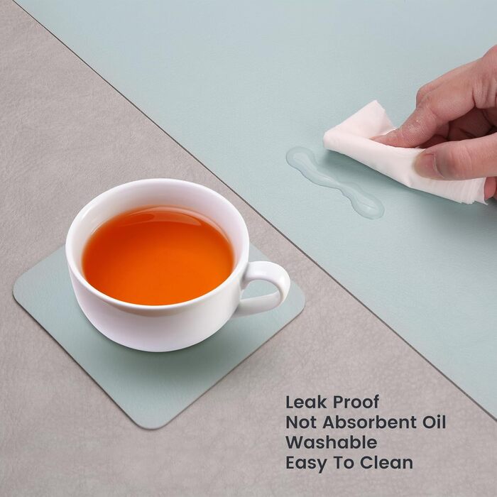 Набори підставки під тарілки YIHELU, 6 шт., штучна шкіра, миються, неслизькі, для кухні та їдальні, м'ятно-зелений/слонова кістка