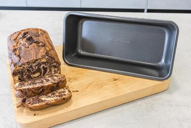 Форма для випічки хліба MasterClass 900г з антипригарним покриттям PTFE, PFOA та BPA, з міцної вуглецевої сталі, 23x13 см, сіра, з захисним чохлом