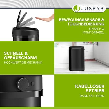 Відро для сміття Juskys з датчиком руху, біле, 60 л - кутовий контейнер з кришкою-затискачем для сміттєвих пакетів, нержавіюча сталь, безконтактне відкривання