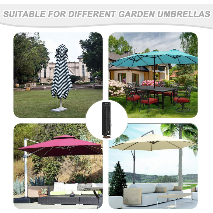 Захисний чохол для парасольки 4м, чохол для парасольки-маркізи, захисний чохол для парасольки до 400 см Ø, чохол для подвійних парасольок, анти-UV, Oxford Fabric, 280x70/70 см