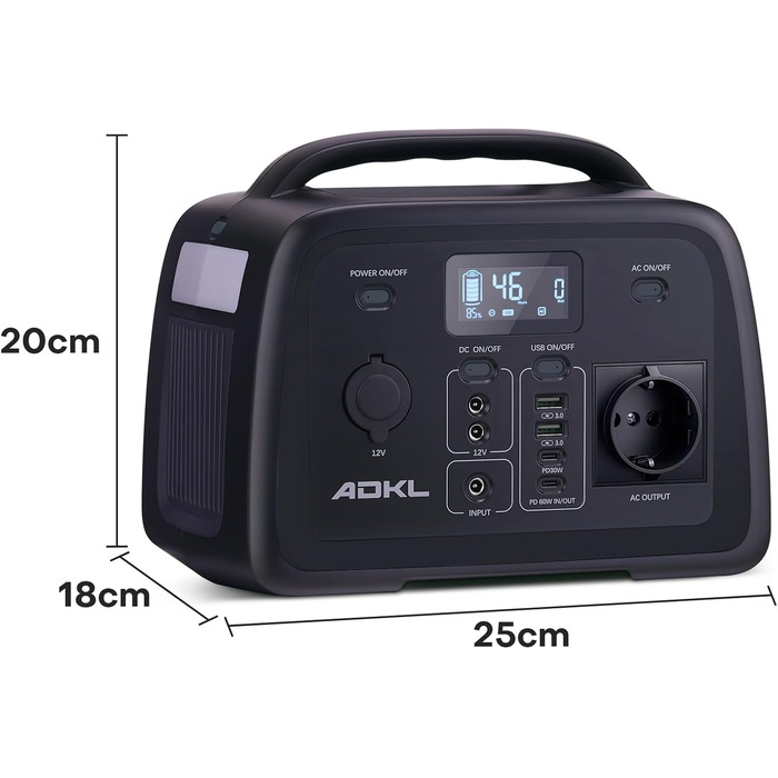 Портативна електростанція Powerbank 320Wh з акумулятором LiFePO4, 300W, сонячний генератор з виходом 300W AC/PD 60W USB-C, для кемпінгу, подорожей, надзвичайних ситуацій
