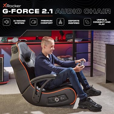 Ігрове крісло X Rocker G-Force Sport 2.1 Підлогова гойдалка з аудіосистемою Чорний/Помаранчевий