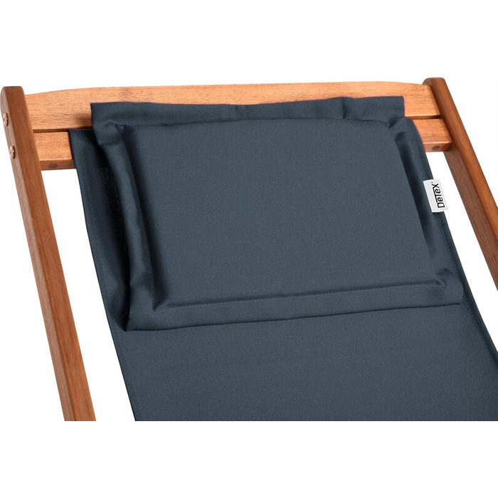 Лежак для відпочинку Casaria® з дерева, вологостійкий, складаний, регульований, до 160 кг, підлокітники, подушка для шиї, для саду та балкону, акація, 94x94x60 см, антрацит