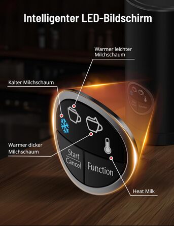 Електричний спінювач молока PARIS RHÔNE 4-в-1, 300 мл, індукція, антипригарне покриття, бездротовий, для гарячого та холодного молока (чорний)