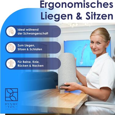 Подушка між колінами DYNMC для сну на боці, ортопедична подушка-півмісяць для ніг та розслаблення, сіро-біла в клітинку