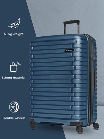 Набір валіз Pactastic Hartschalen 3-в-1: міцний поліпропілен, розширюваний, TSA-замок, 4 колеса | для жінок та чоловіків (Collection 04) (Navy Blue Metallic)