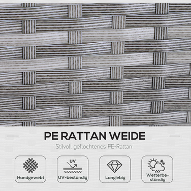 Набір садово-патіо меблів на 5 місць, ротанговий комплект з пуфами, металевий каркас, сірий колір, розміри 142 x 60 x 75 см